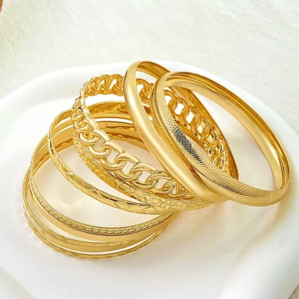 10pcs/set Metal Bangles Set For Women Heavy Punk New Styles Hiphop Textured Fashion Stackable Bracelets Party Jewelry - Image 3