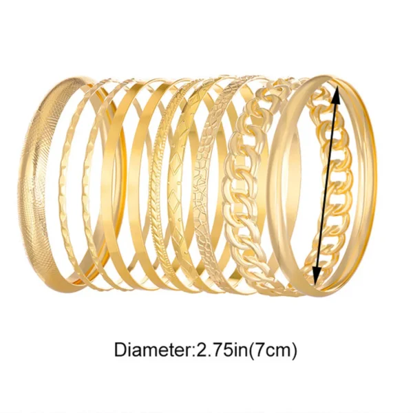 10pcs/set Metal Bangles Set For Women Heavy Punk New Styles Hiphop Textured Fashion Stackable Bracelets Party Jewelry - Image 5