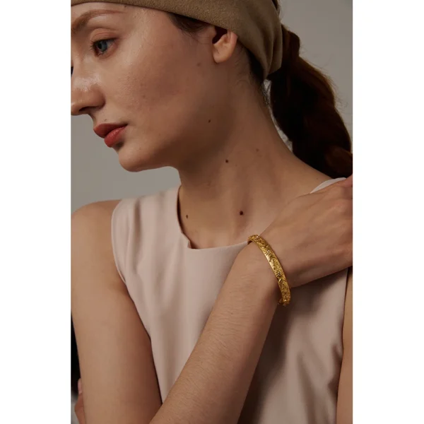 Yhpup Golden Stainless Steel Moon Star Sun Bangle Bracelet  Stylish Metal Open Wrist браслеты на руку женкие Party Gift - Image 3